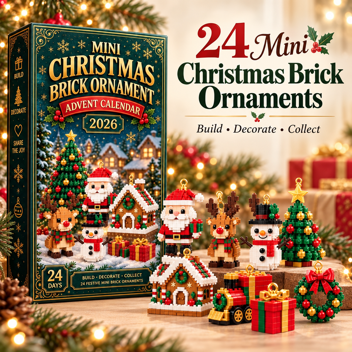 Christmas Building Block Advent Calendar – 24 Mini Ornaments