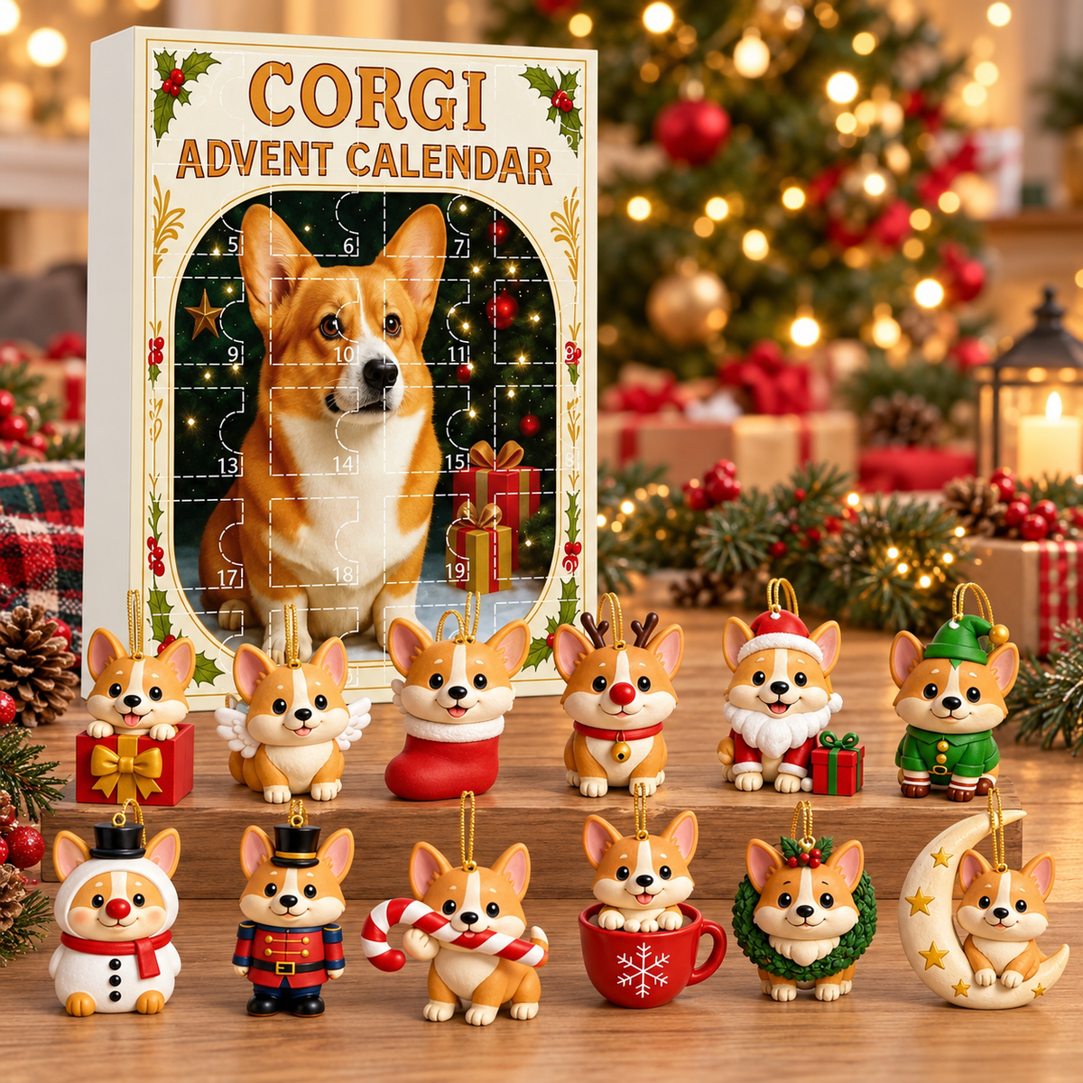 Corgi Advent Calendar – 24 Acrylic Ornaments