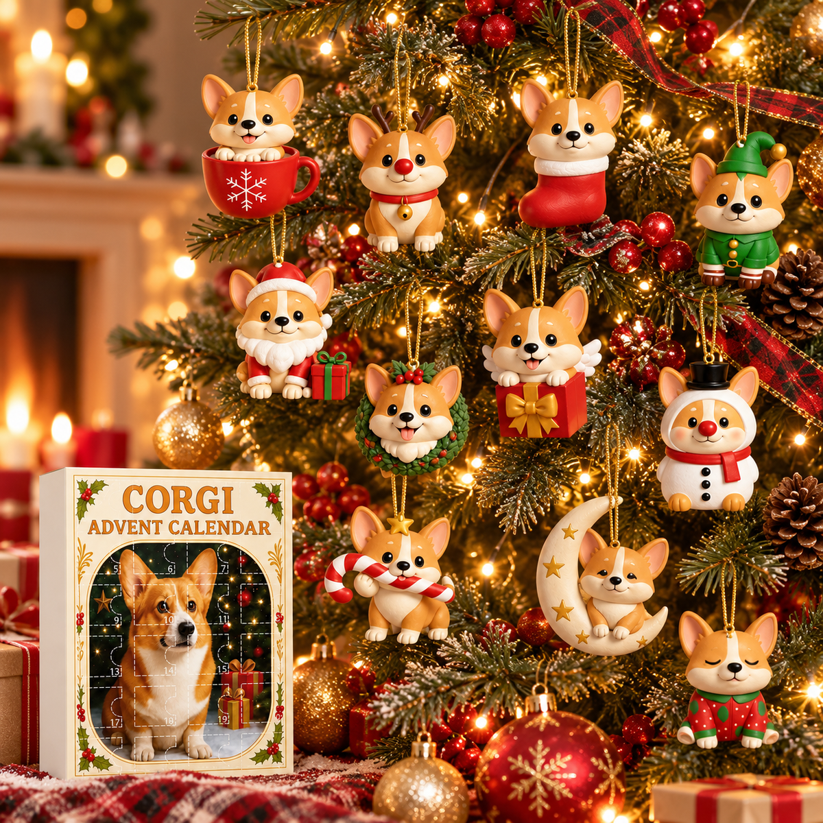 Corgi Advent Calendar – 24 Acrylic Ornaments