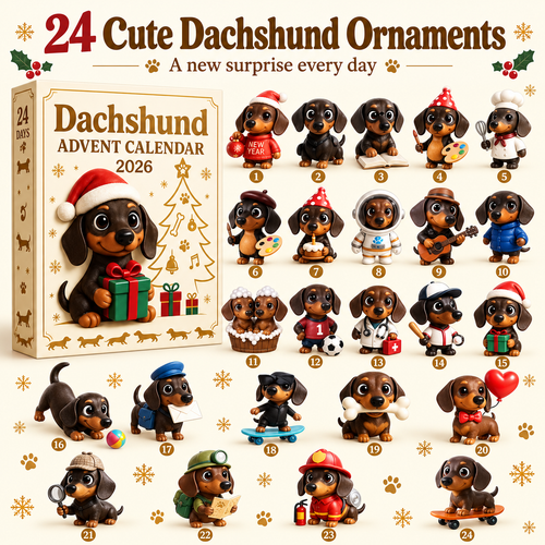 Dachshund Advent Calendar – 24 Acrylic Ornaments