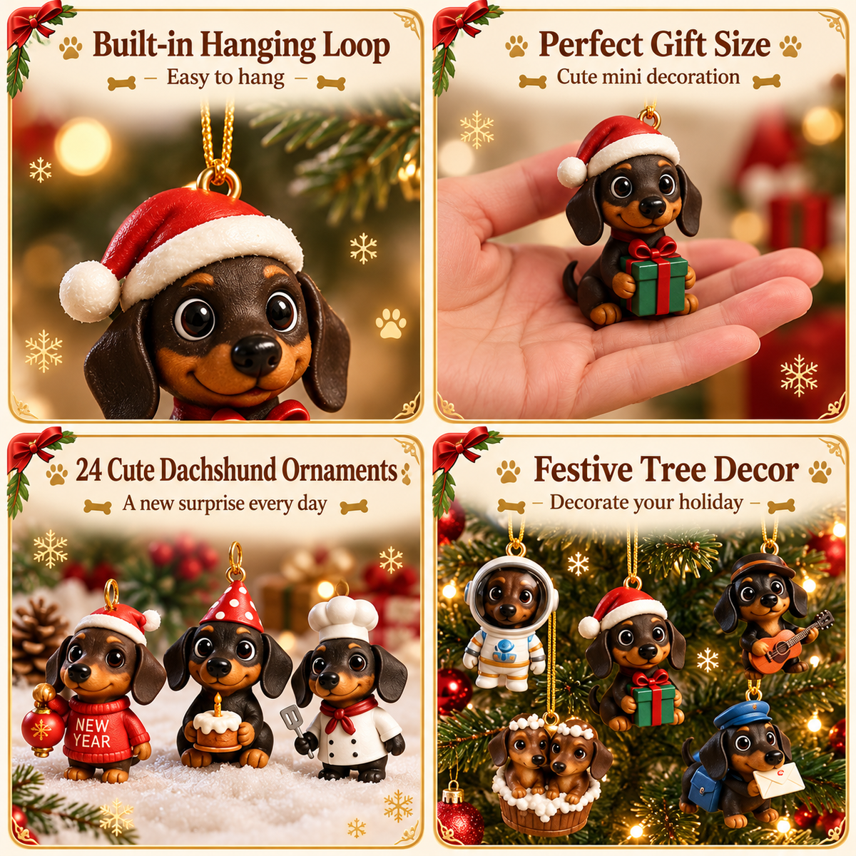 Dachshund Advent Calendar – 24 Acrylic Ornaments