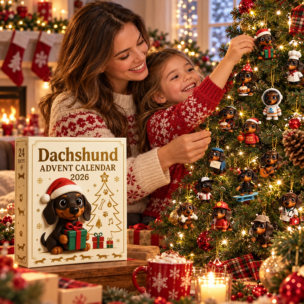 Dachshund Advent Calendar – 24 Acrylic Ornaments