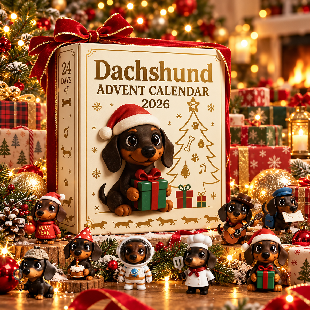 Dachshund Advent Calendar – 24 Acrylic Ornaments