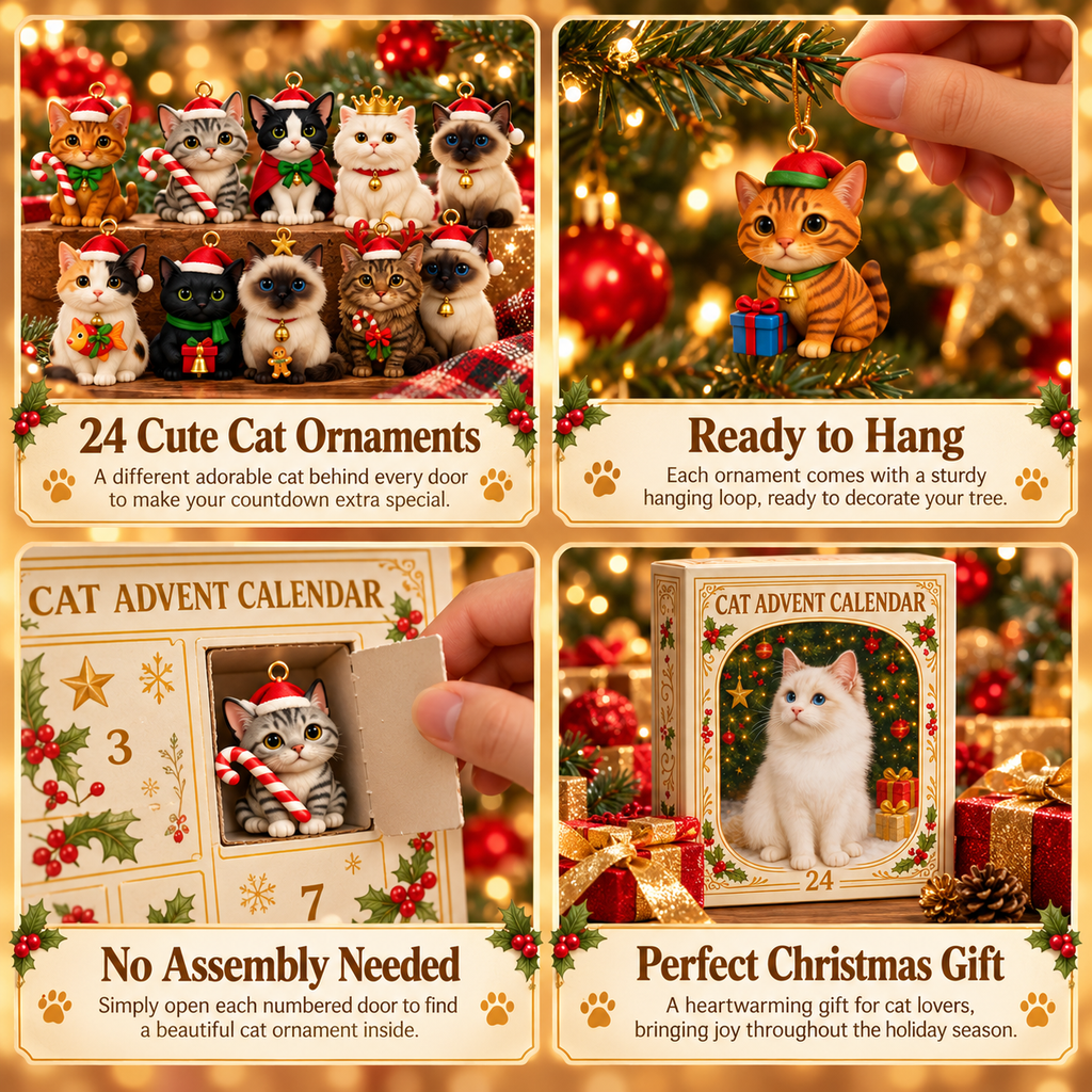 Cat Advent Calendar – 24 Acrylic Ornaments